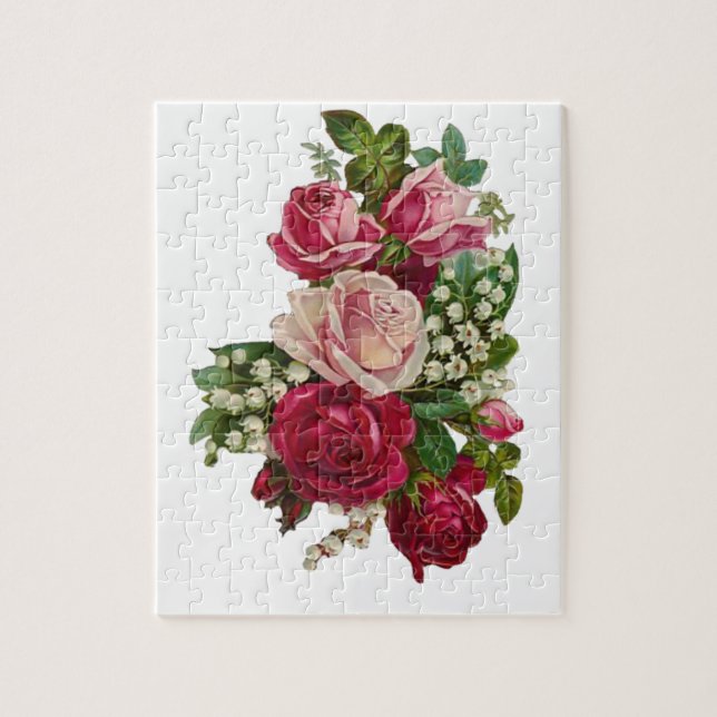 Classic Victorian Roses Lily of the Valley Romance Jigsaw Puzzle (Vertical)