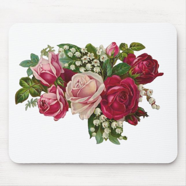 Classic Victorian Roses Lily of the Valley Romance Mouse Mat (Front)