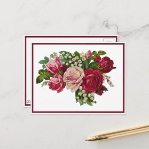 Classic Victorian Roses Lily of the Valley Romance Postcard