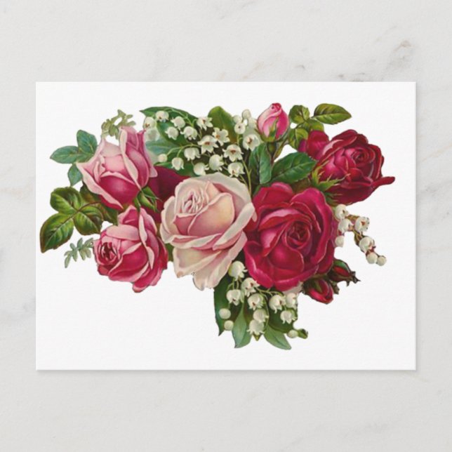 Classic Victorian Roses Lily of the Valley Romance Postcard (Front)