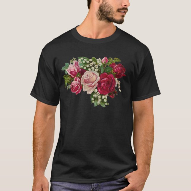 Classic Victorian Roses Lily of the Valley Romance T-Shirt (Front)