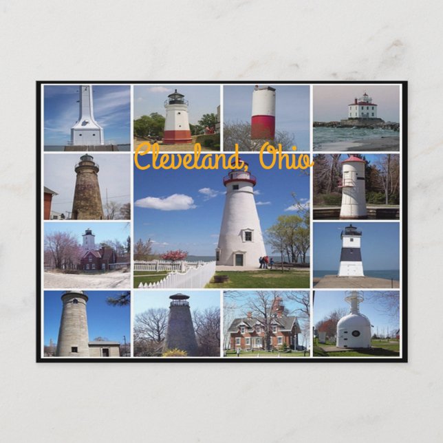 Classic views of the Lighthouses on Lake Erie Postcard (Front)