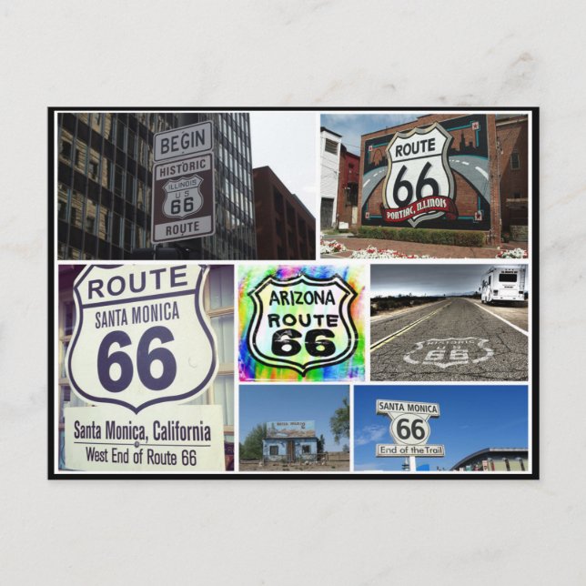 Classic views of the route 66 collage postcard (Front)