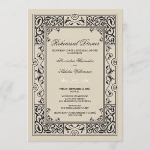 Classic Vignette Rehearsal Dinner Invite (black)