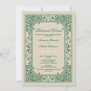 Classic Vignette Rehearsal Dinner Invite (green)