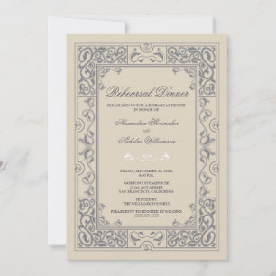 Classic Vignette Rehearsal Dinner Invite (grey)