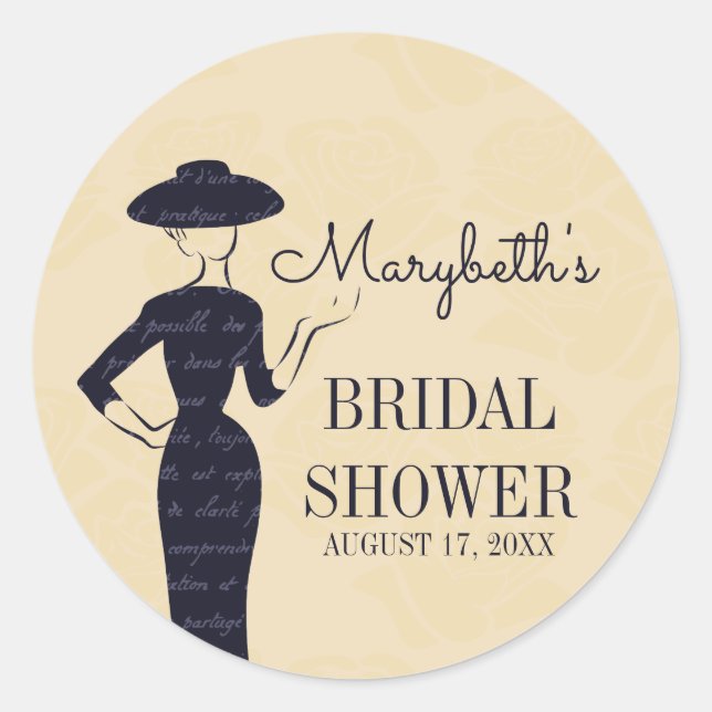 Classic Vintage 50's Fashion Bridal Shower Sticker (Front)