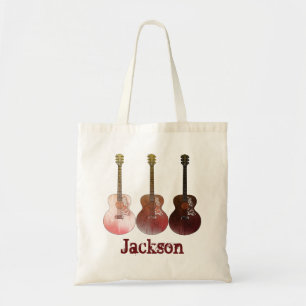 Classic Vintage Acoustic Guitar Name Jackson Music Tote Bag