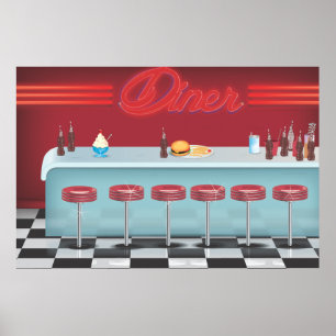 Classic Vintage All American Diner Poster