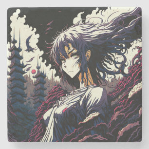 Classic Vintage Anime Girl - 90's Manga Stone Coaster
