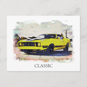 *~* Classic Vintage Antique Yellow Bananna Car Postcard