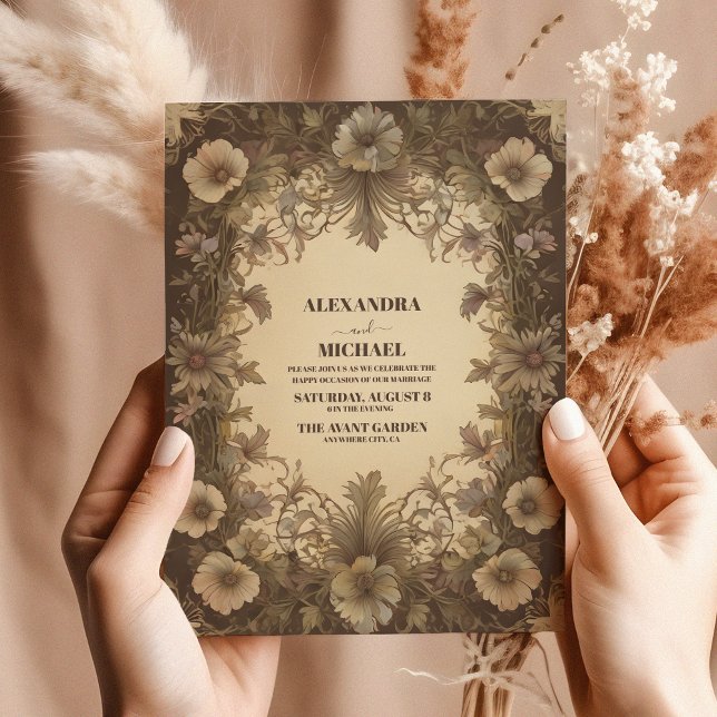 Classic Vintage Art Nouveau Floral Wedding Invitation (Creator Uploaded)