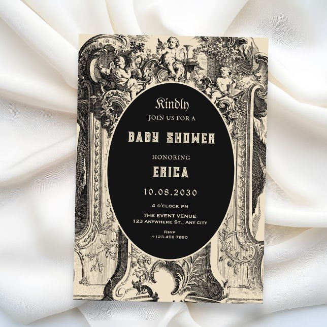 Classic vintage artistic angel baby shower invitation (Creator Uploaded)