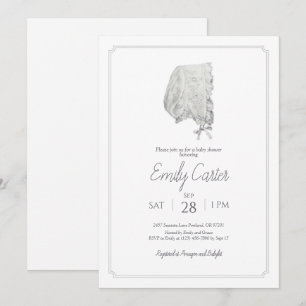 Classic Vintage Baby Bonnet Baby Shower Invitation