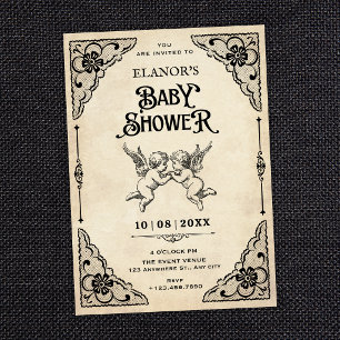 Classic vintage baby shower invitation