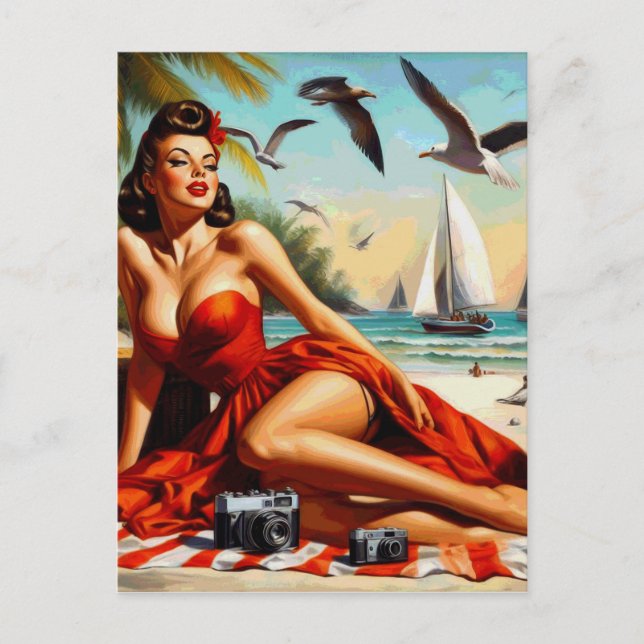 Classic Vintage Beauty Pinup Postcard (Front)