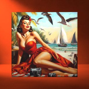 Classic Vintage Beauty Pinup Tile
