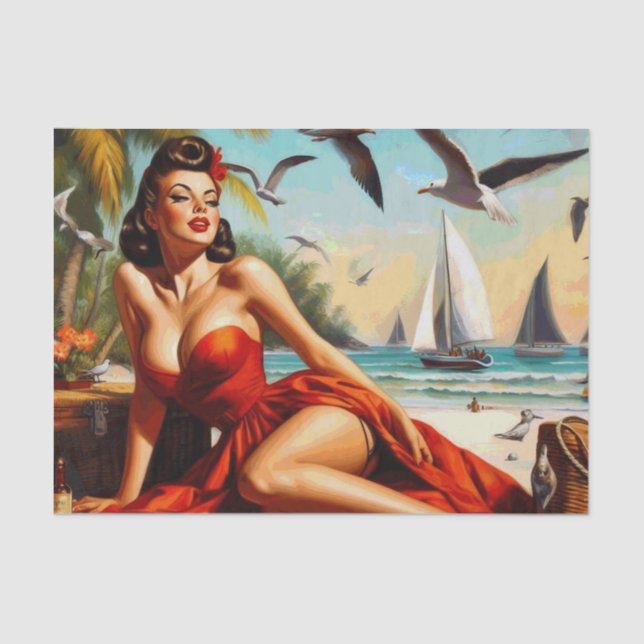 Classic Vintage Beauty Pinup Tissue Paper (Front)