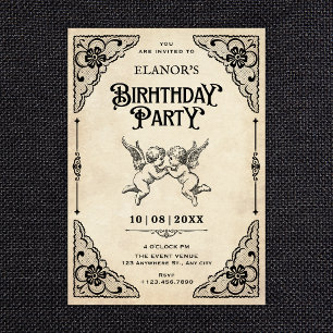 Classic vintage birthday invitation