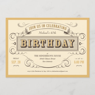 Classic Vintage Birthday Invitations