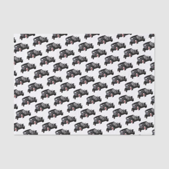 Classic Vintage Black Car Tissue Paper (Front)