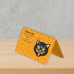 Classic Vintage Black Cat Halloween Face Stars Business Card