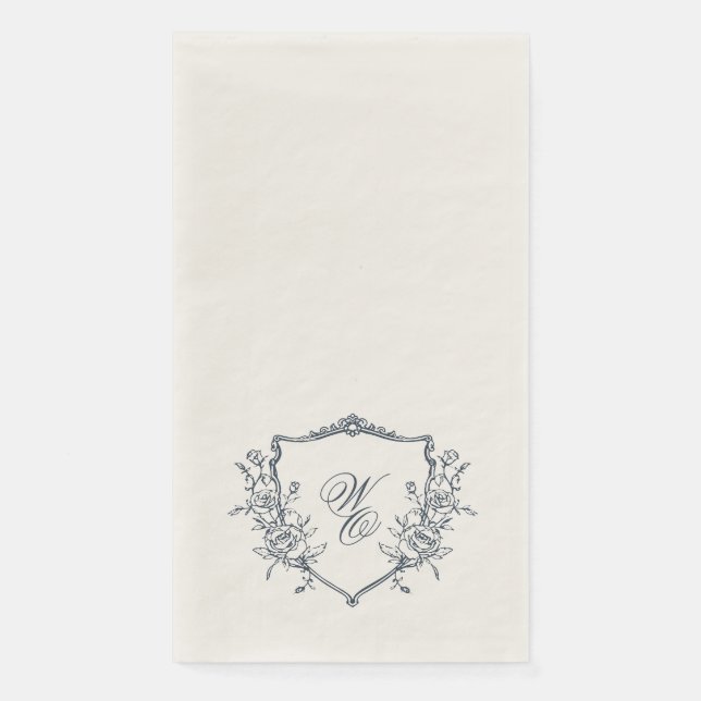 classic vintage botanical floral monogram crest napkin (Front)