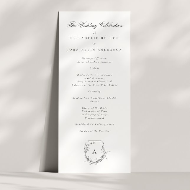 classic vintage botanical floral monogram crest programme (Creator Uploaded)