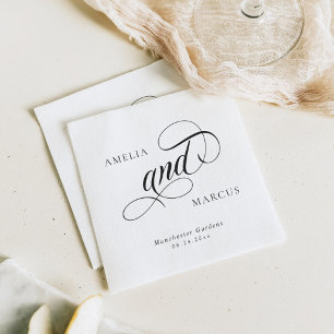 Classic Vintage Calligraphy Wedding Napkins