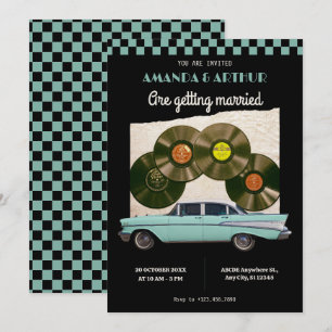 Classic vintage car wedding invitation