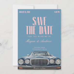 Classic Vintage car wedding Save The Date