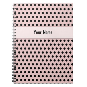 Classic Vintage Chic Pink & Black Name Polka Dots Notebook