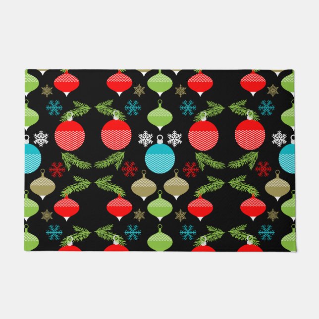 Classic Vintage Christmas Bauble Ornament Doormat (Front)