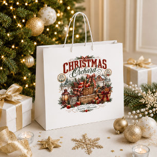 Classic Vintage Christmas Red Green Gift Bag Desig