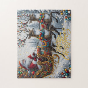 Classic/Vintage Christmas Santa & reindeer  Jigsaw Puzzle