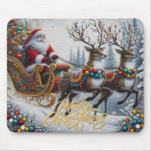 Classic/Vintage Christmas Santa & reindeer Mouse Mat