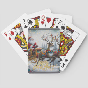 Classic/Vintage Christmas Santa & reindeer  Playing Cards