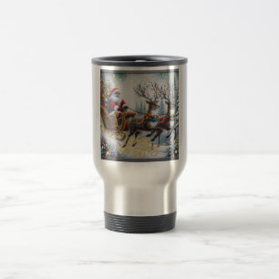 Classic/Vintage Christmas Santa & reindeer  Travel Mug