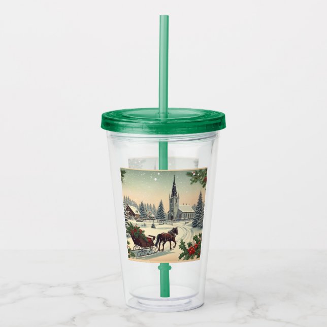 Classic/Vintage Christmas scene  Acrylic Tumbler (Front)