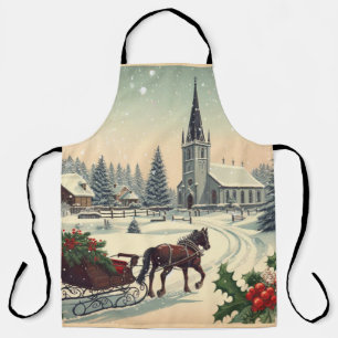 Classic/Vintage Christmas scene  Apron