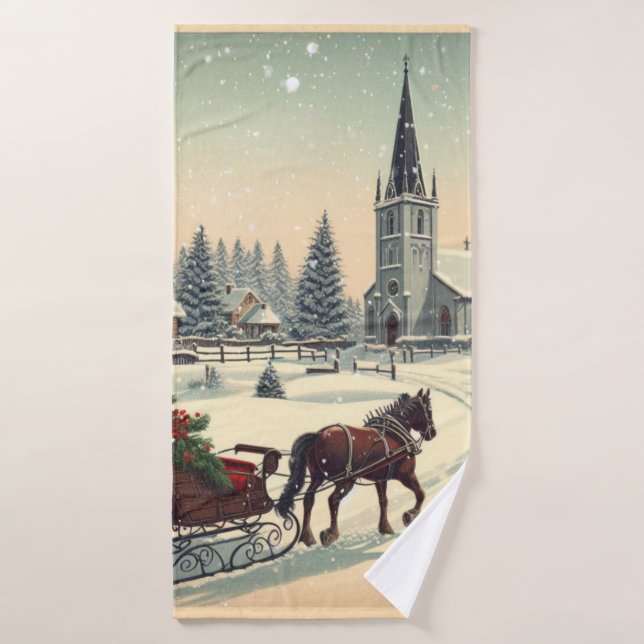 Classic/Vintage Christmas scene  Bath Towel (Bath Towel)