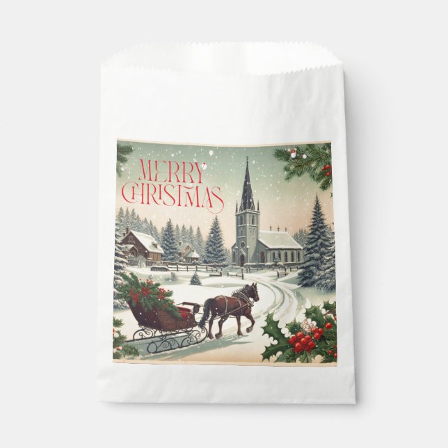 Classic/Vintage Christmas scene  Favour Bags (Front)