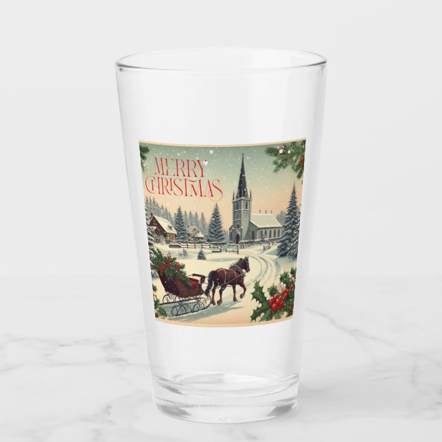 Classic/Vintage Christmas scene  Glass (Front)