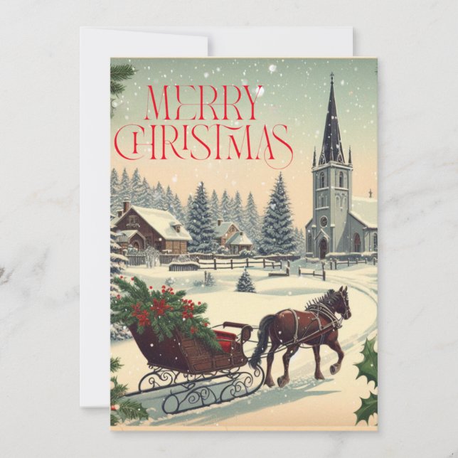 Classic/Vintage Christmas scene  Holiday Card (Front)