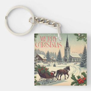 Classic/Vintage Christmas scene  Key Ring