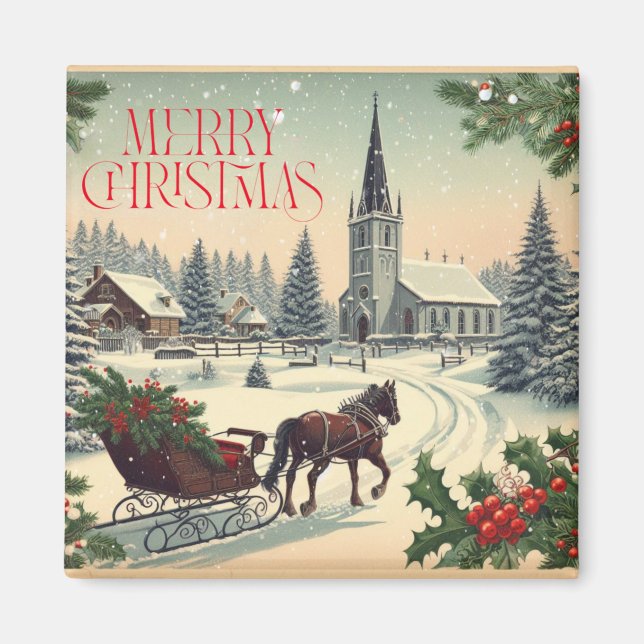 Classic/Vintage Christmas scene  Magnet (Front)