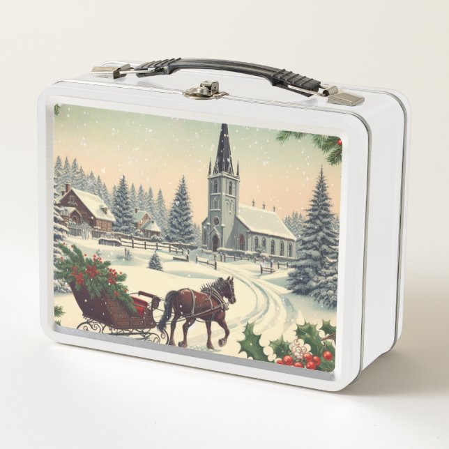 Classic/Vintage Christmas scene  Metal Lunch Box (Front)