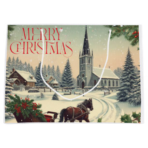 Classic/Vintage Christmas scene Mug Large Gift Bag