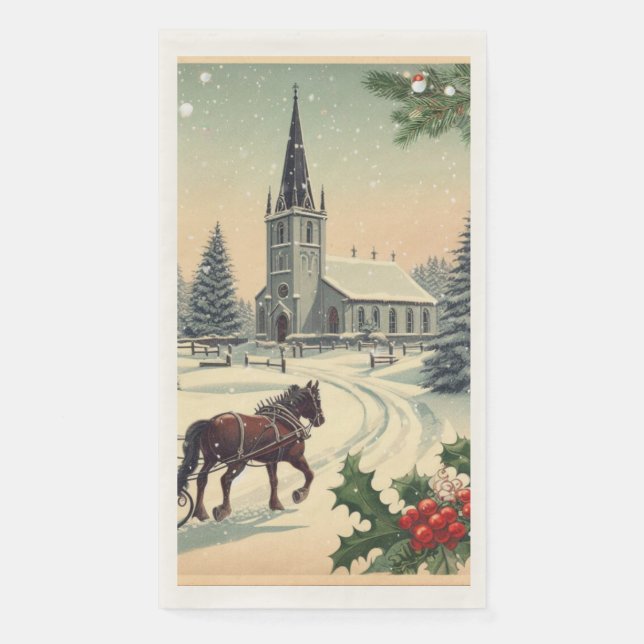 Classic/Vintage Christmas scene Mug Napkin (Front)
