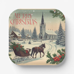 Classic/Vintage Christmas scene Mug Paper Plate